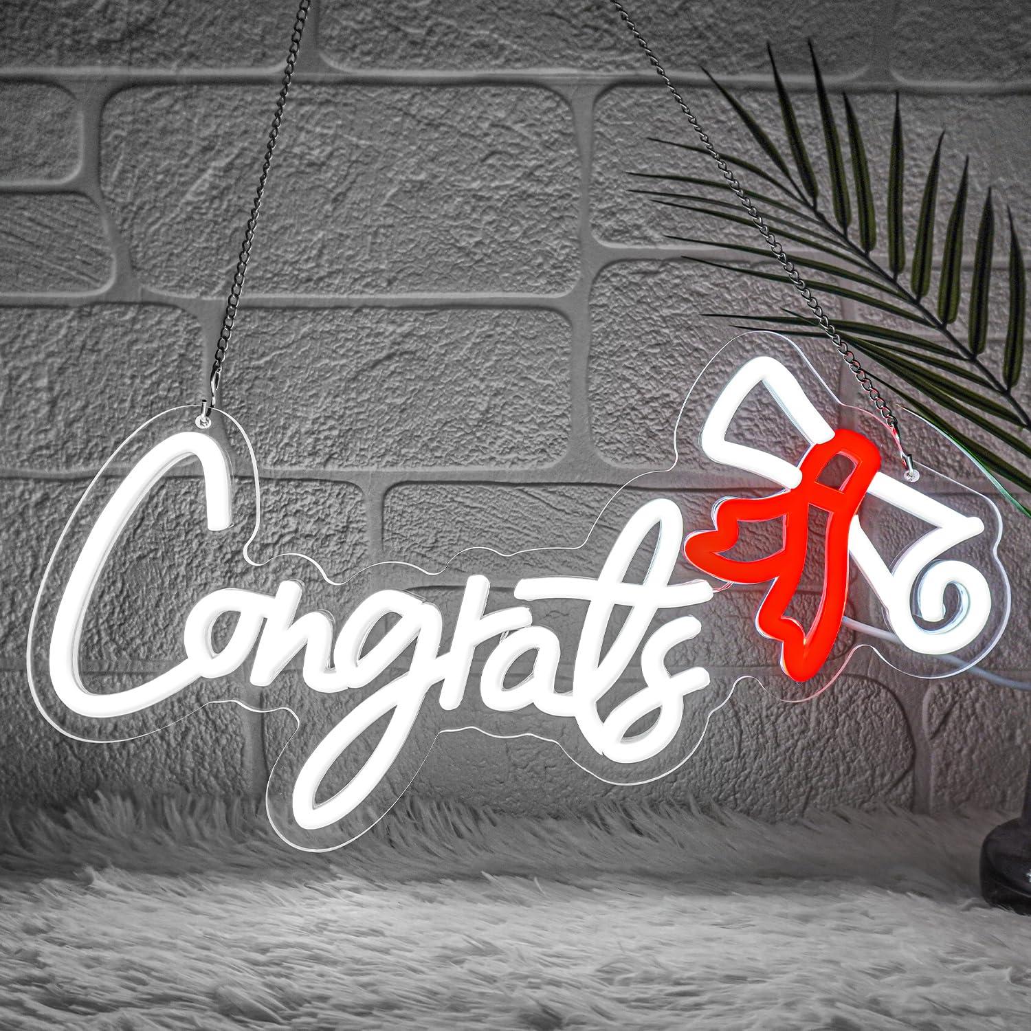 Wall Decor Lighting - Congrats Graduation Neon Sign USB Dimmable