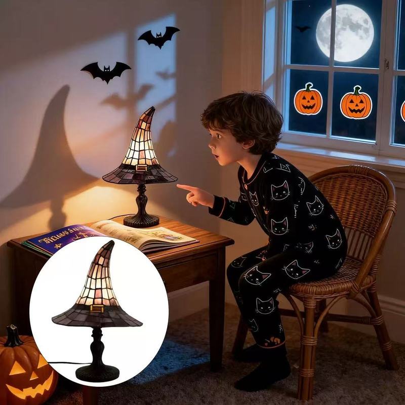 Lighting Home Decor Items - Stained Witch Hat Table Lamp Handmade