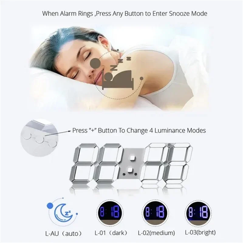 Decoration for Bedroom 3D Digi - Lighting Home Decor Wall Clocks ulasan dan harga