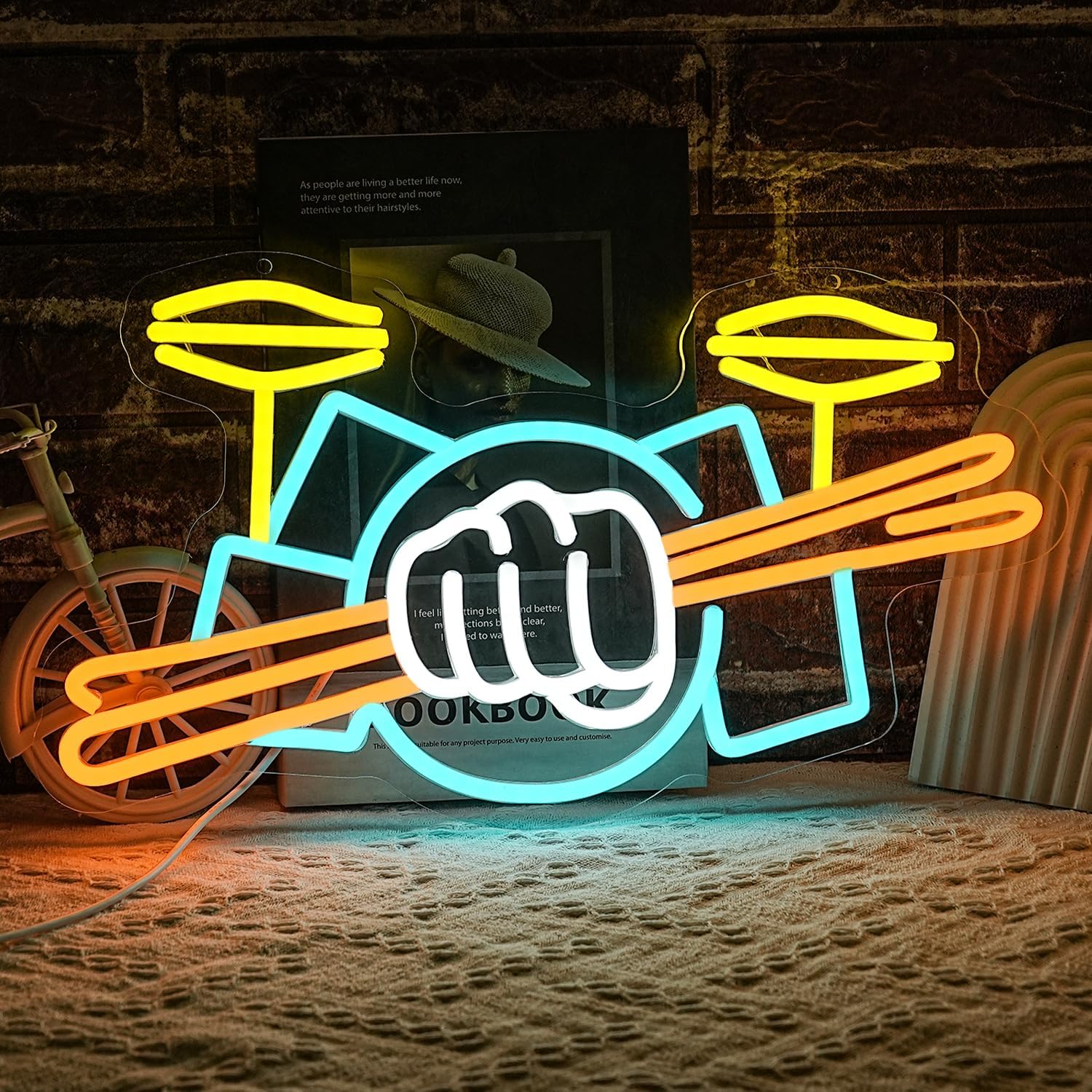 Drum Set Neon Sign USB Powered - Wall Decor Lighting ulasan dan harga