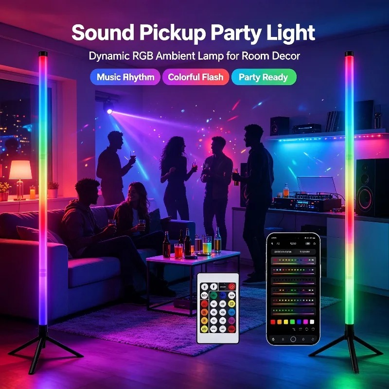 2 Pack RGB LED Corner Floor La - Room Decor Lighting Lamp ulasan dan harga