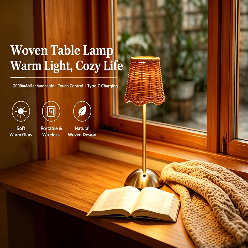 Bohemian Woven Rattan Art Tabl - Room Decor Lighting Lamp ulasan dan harga