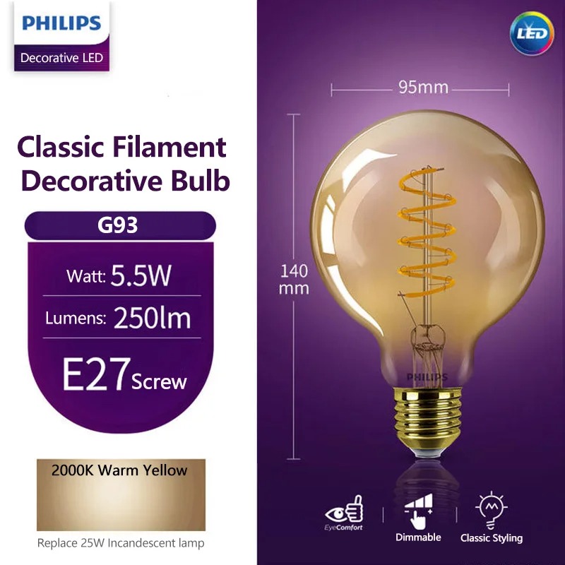 Philips LED Lamp G93 Classic F - Philips Bulb Led Classic ulasan dan harga