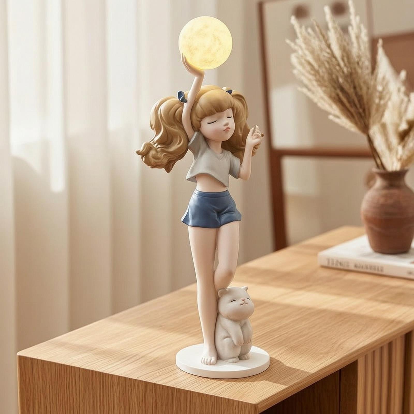 Elegant Girl Figurine Lamp wit - Room Decor Lighting Lamp ulasan dan harga