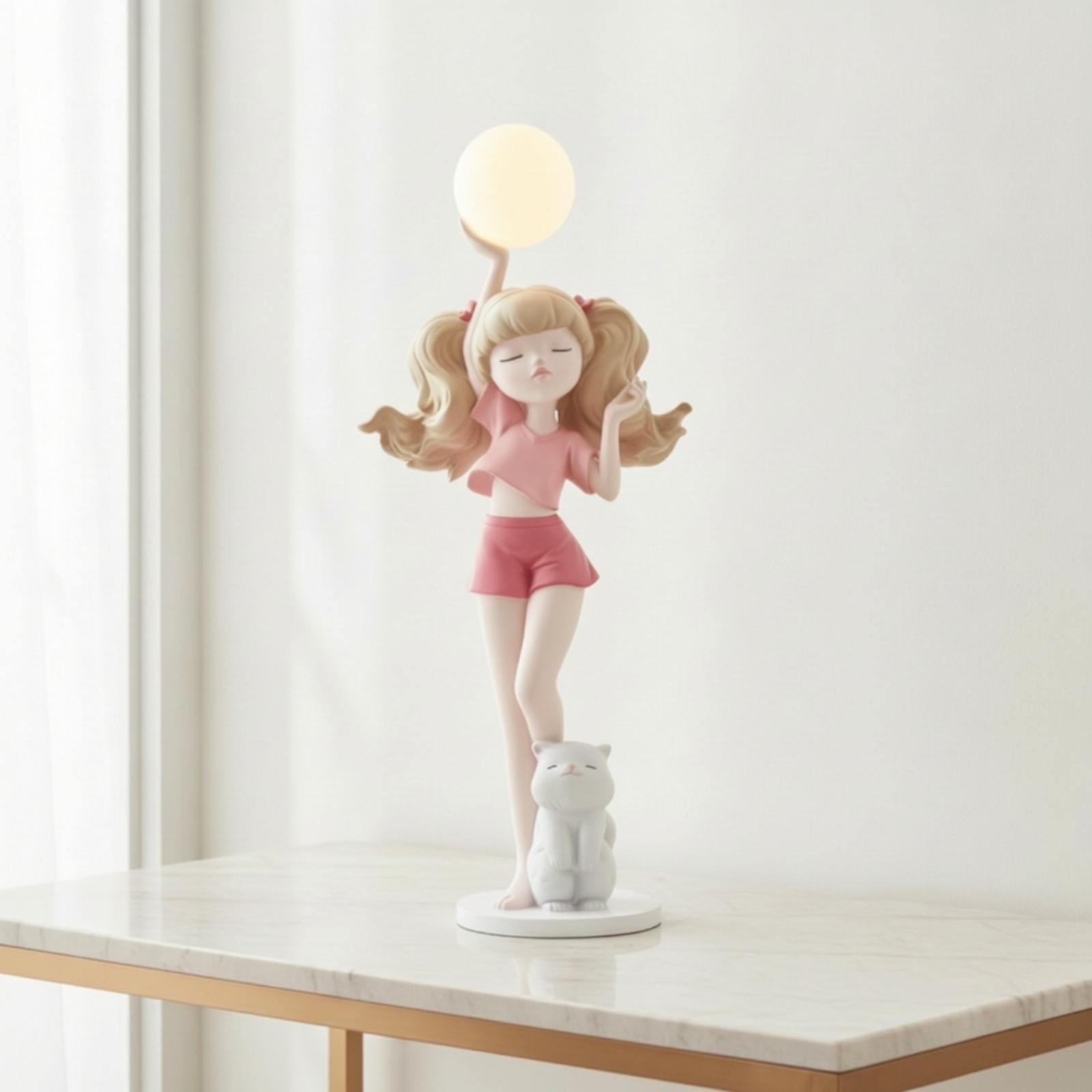 Elegant Girl Figurine Lamp wit - Room Decor Lighting Lamp ulasan dan harga