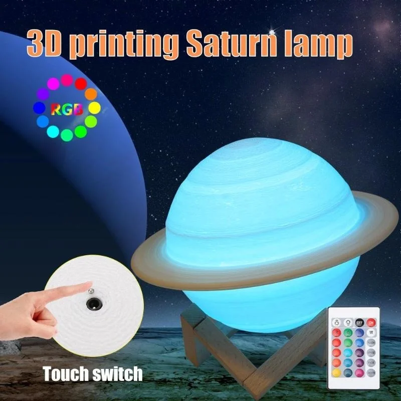 LED Night Light 3D Print Satur - Colour Changing Bulb ulasan dan harga