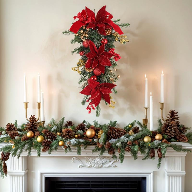 60CM Christmas Wreath Pendant  - Pendant Lighting Christmas Decor ulasan dan harga
