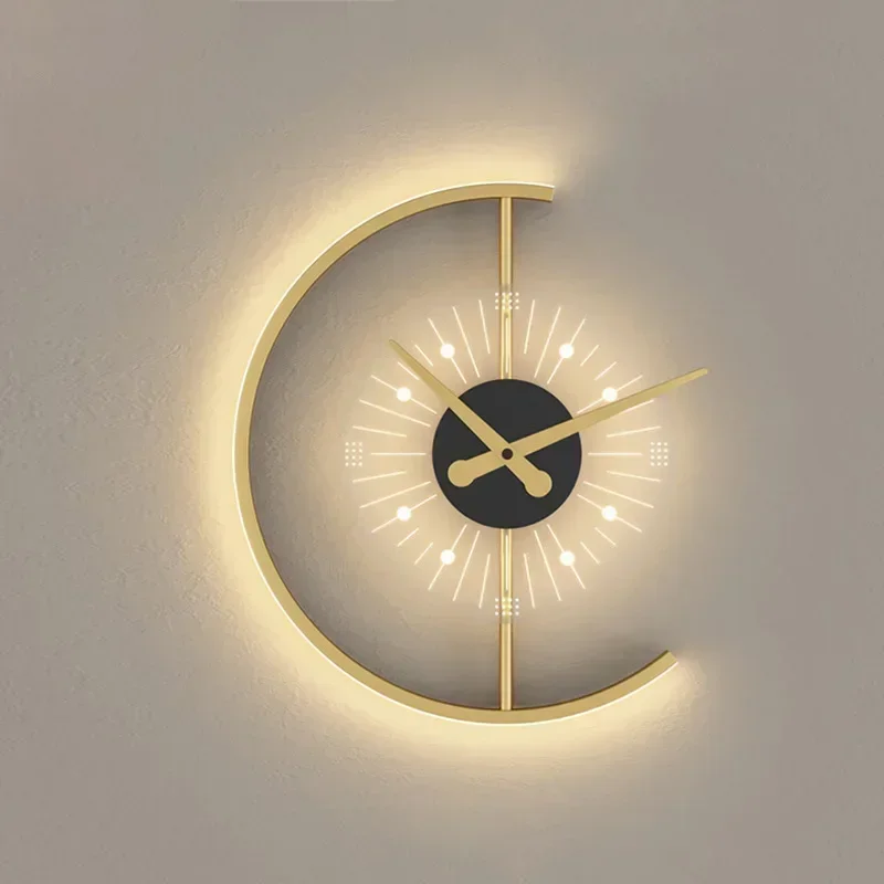 Modern LED Wall Lamp Clock Sco - Lighting Home Decor Wall Clocks ulasan dan harga