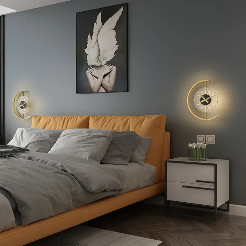 Modern LED Wall Lamp Clock Sco - Lighting Home Decor Wall Clocks ulasan dan harga
