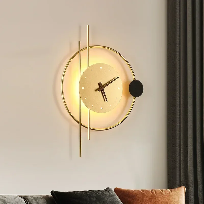 Modern LED Wall Lamp Clock Sco - Lighting Home Decor Wall Clocks ulasan dan harga