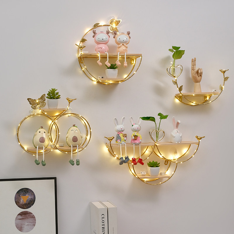 No Drill Wall Mounted Shelf Li - Lighting Metal Wall Decor ulasan dan harga